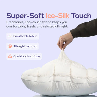Noomoriey™ Cloud Pillow – Ultra Fluffy Quilted Bed Pillow with Breathable Support for Side, Back & Stomach Sleepers