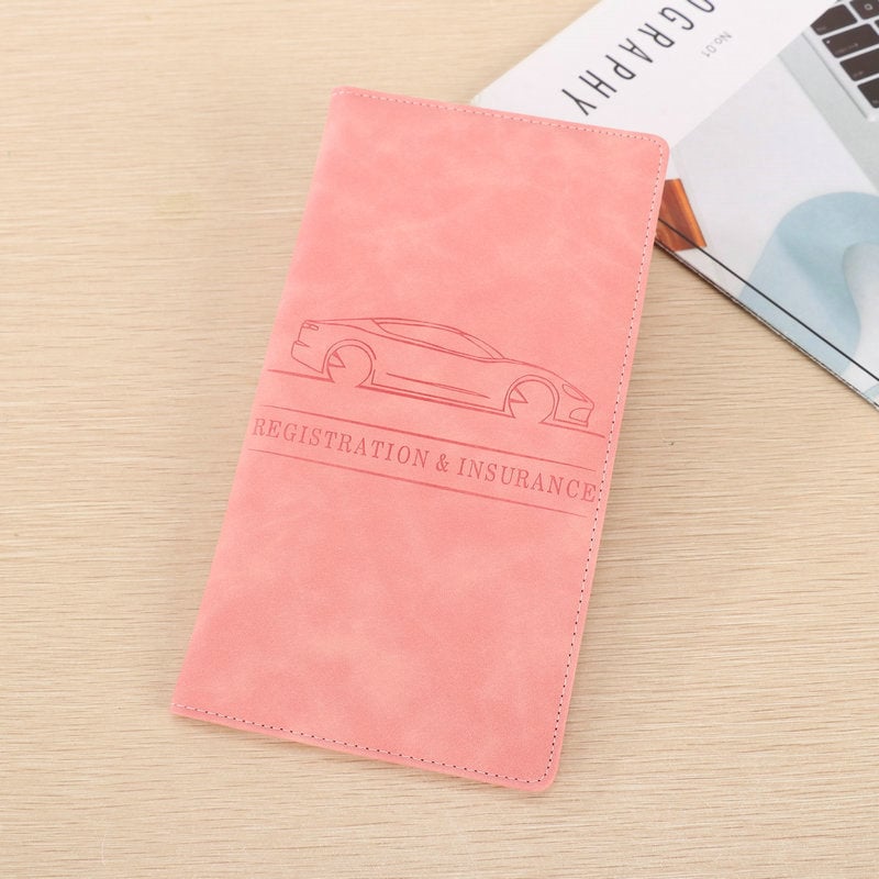 🌟 Premium Suede-Feel Vehicle Document Organizer | Magnetic Closure Wallet