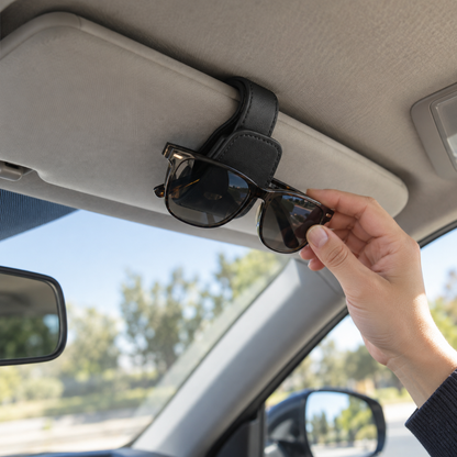 🚗 Magnetic Sun Visor Organizer – Leather Sunglasses, Card & Ticket Holder