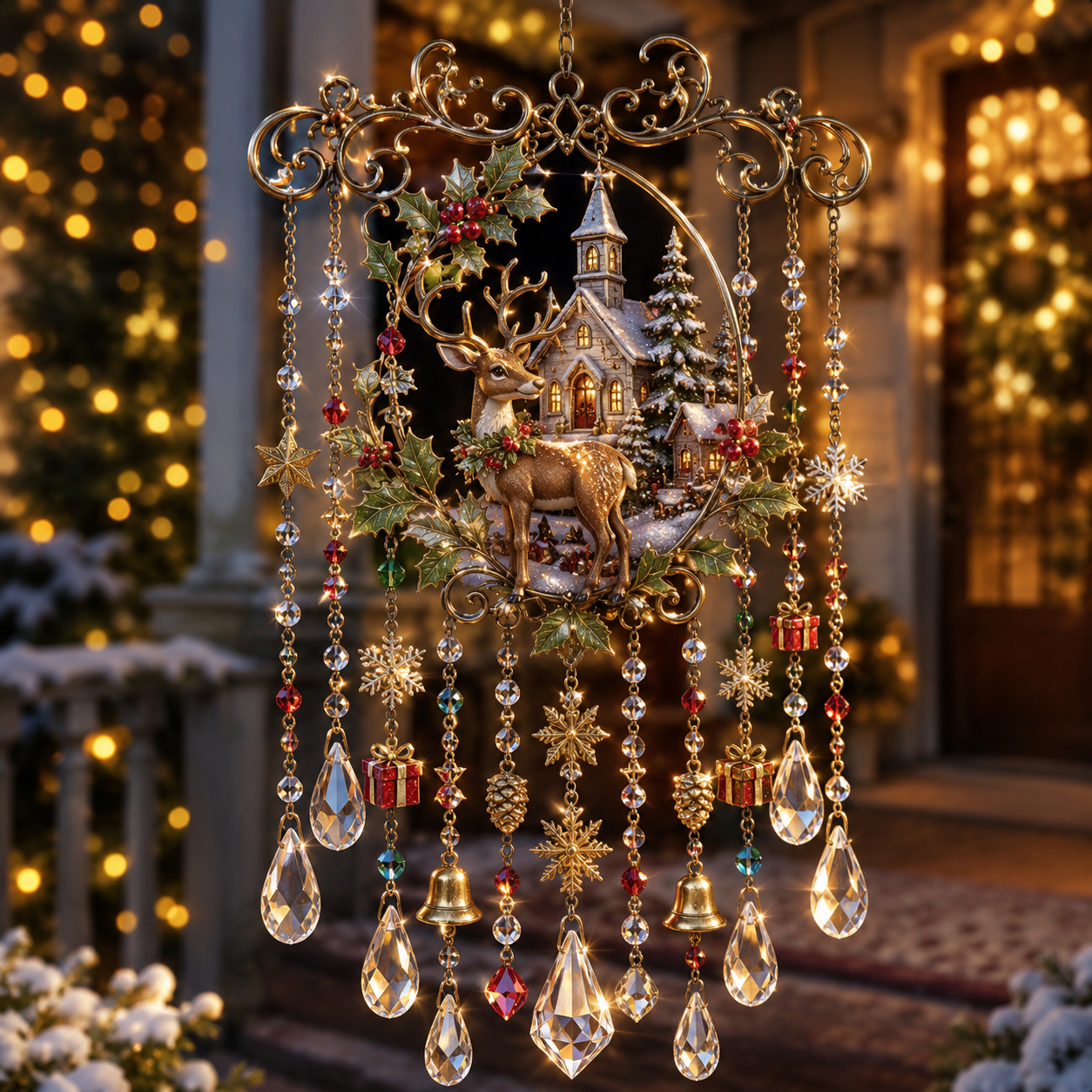 🎁Christmas Crystal Wind Chime for Porch & Garden Decor