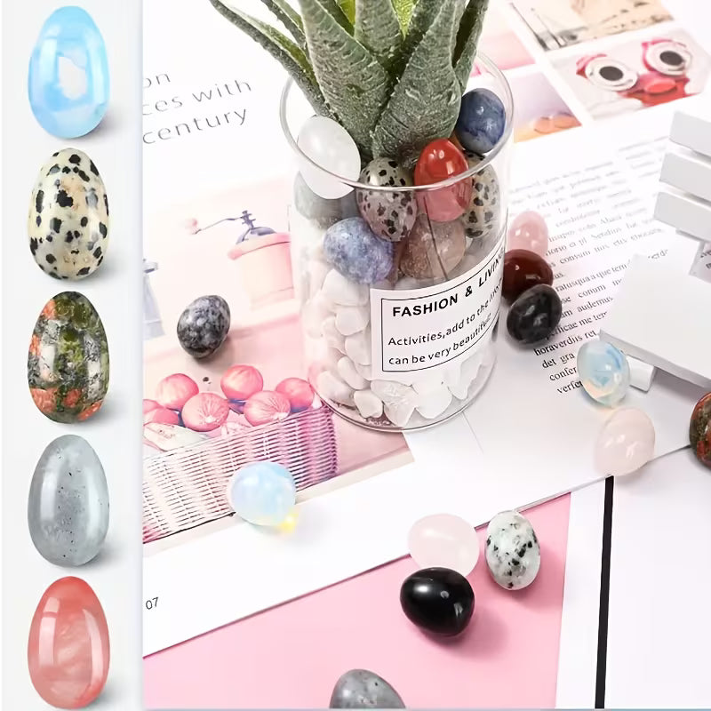 🌈 10Pcs Easter Egg Stones | Crystal Polished Gemstone Eggs | DIY Home Decor Accents | Unique Birthday & Holiday Gifts for Family 🎁✨
