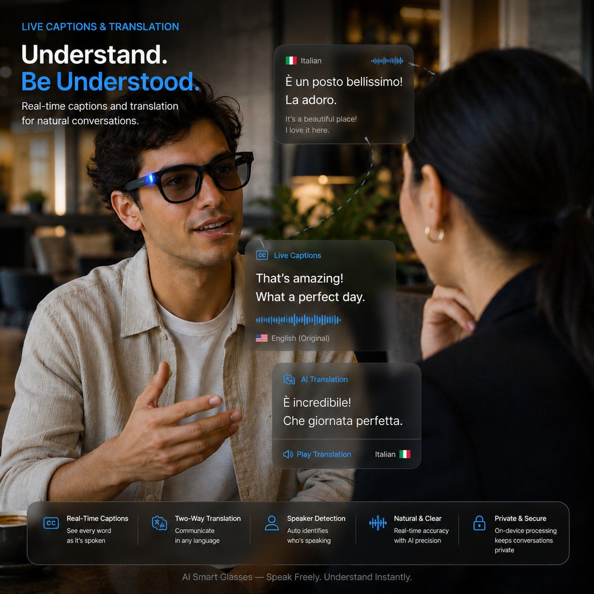 👓 50% OFF AI Smart Glasses 🎥 4K POV Camera | Multi-Language Translation & AR Navigation