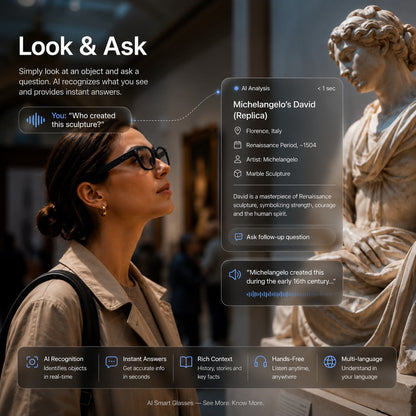 👓 50% OFF AI Smart Glasses 🎥 4K POV Camera | Multi-Language Translation & AR Navigation