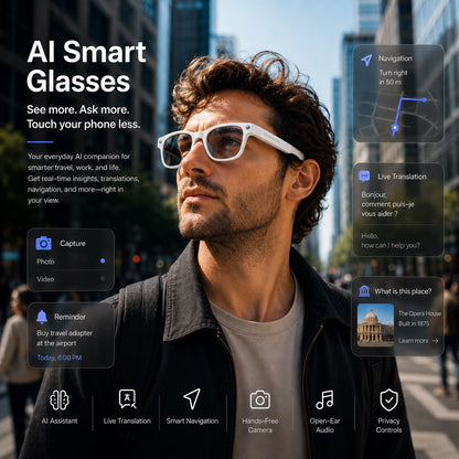 👓 50% OFF AI Smart Glasses 🎥 4K POV Camera | Multi-Language Translation & AR Navigation