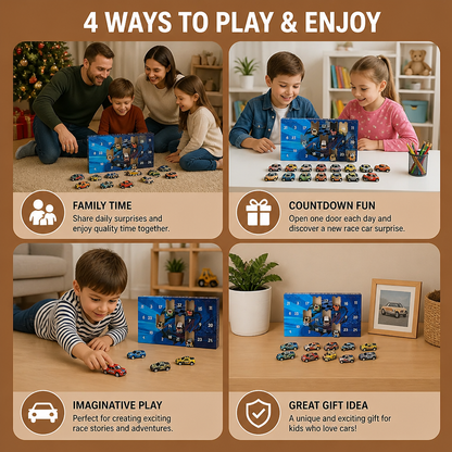 24-Day Race Car Advent Calendar with Surprise Toy Cars