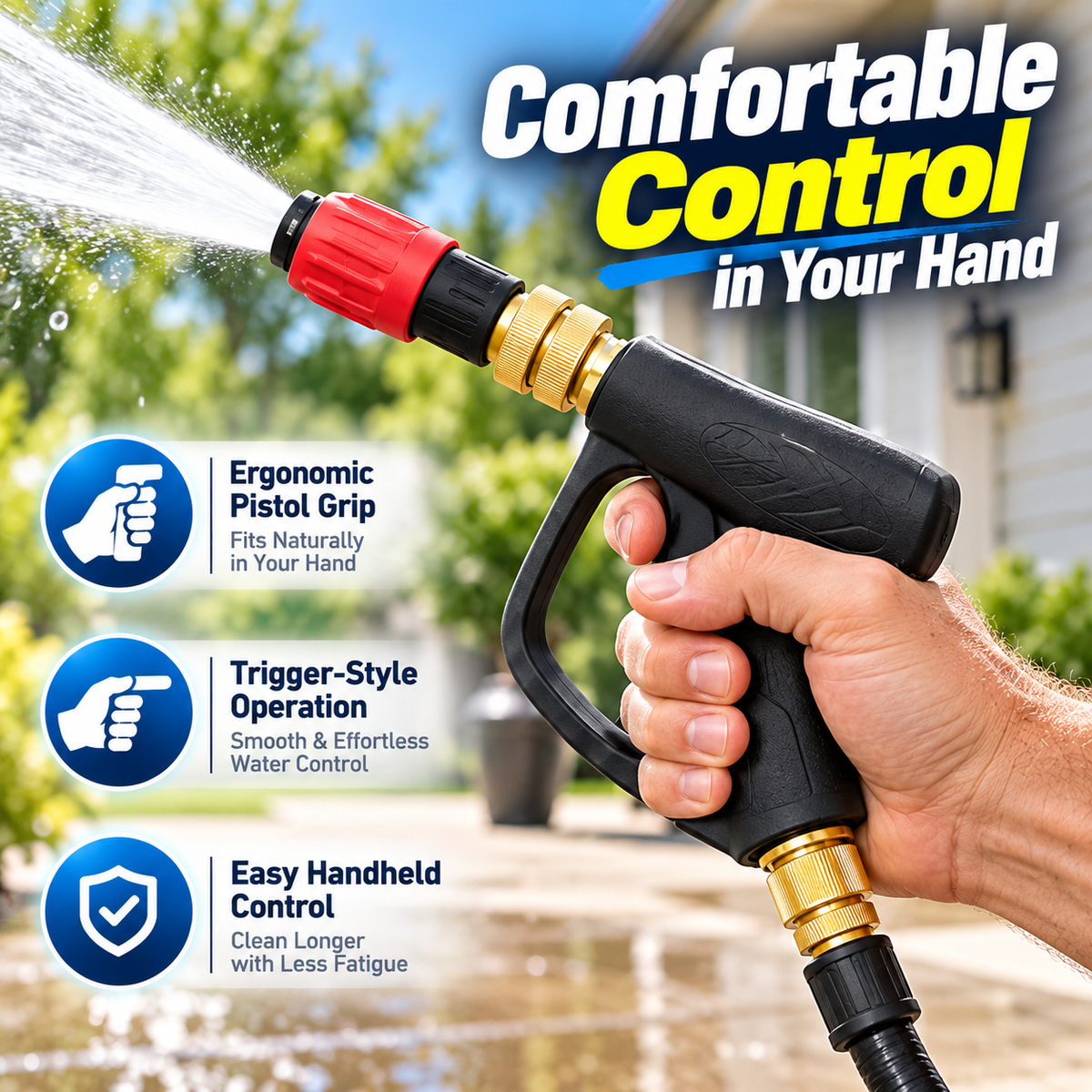 High-Pressure Water Spray Gun – Powerful Outdoor Cleaning Nozzle with Ergonomic Grip