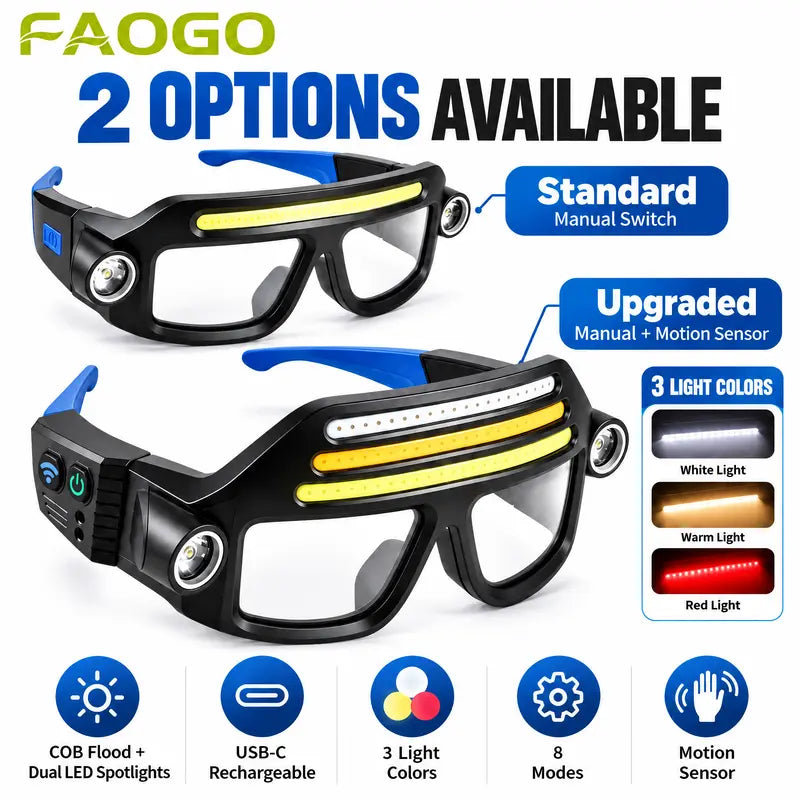 🎁 Rechargeable LED Glasses Light – Hands-Free Lighting for Repairs & Outdoor Adventures