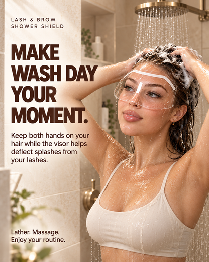 💧 Lash & Brow Shower Shield – Clear Adhesive Splash Guard for Lash Extensions, Brows & Easier Hair Washing