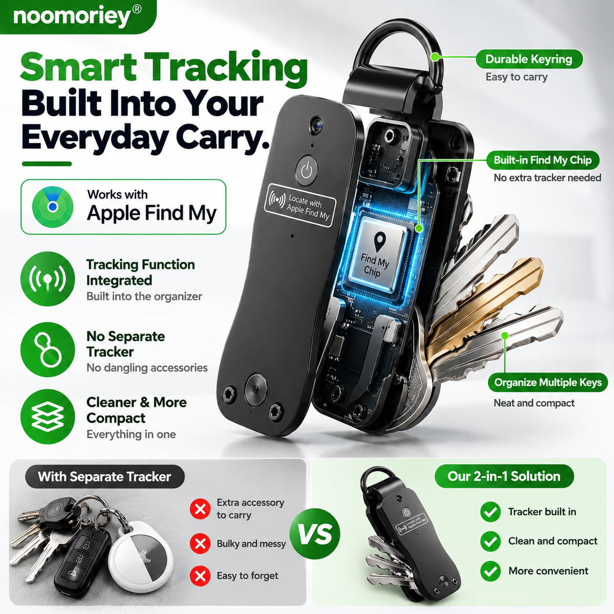 🔑 Smart Key Organizer with Find My Tracking & Sound Alert