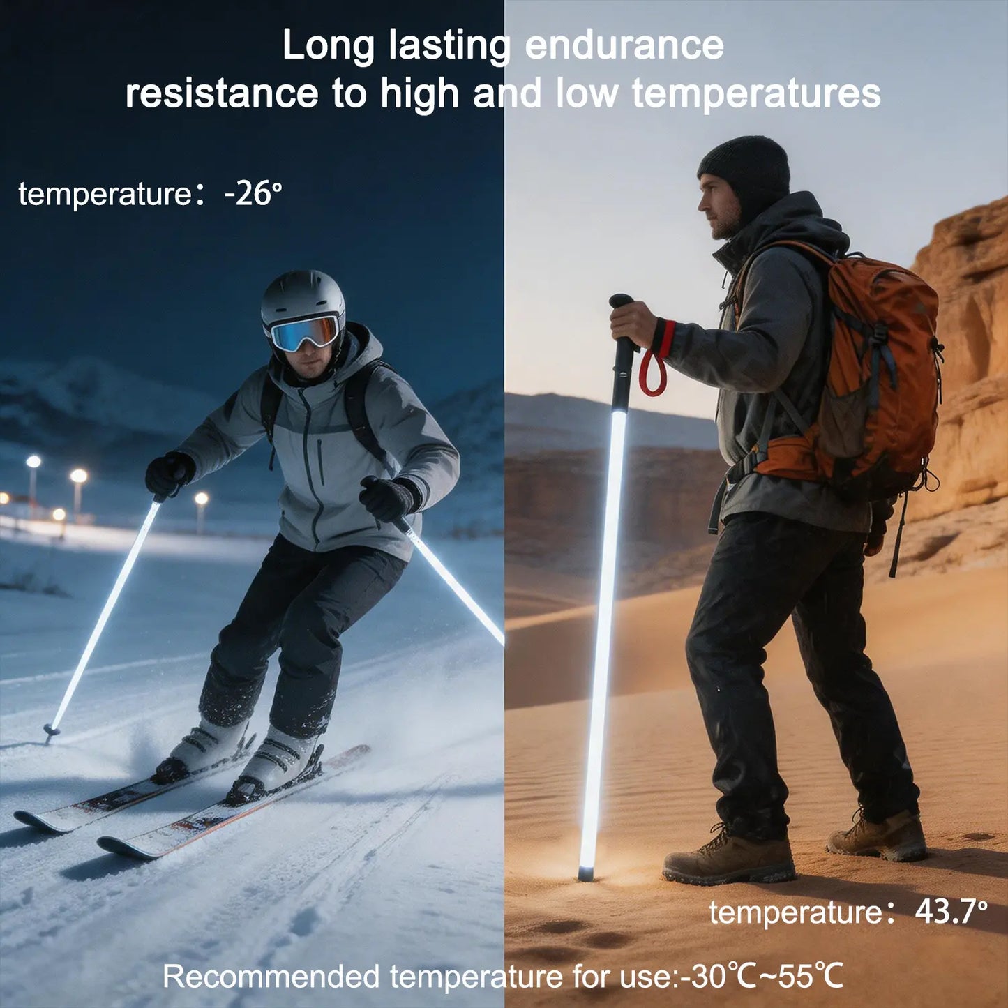 LED Light Saber Trekking Poles – Rechargeable Hiking Sticks for Night Hiking, Camping & Outdoor Adventures