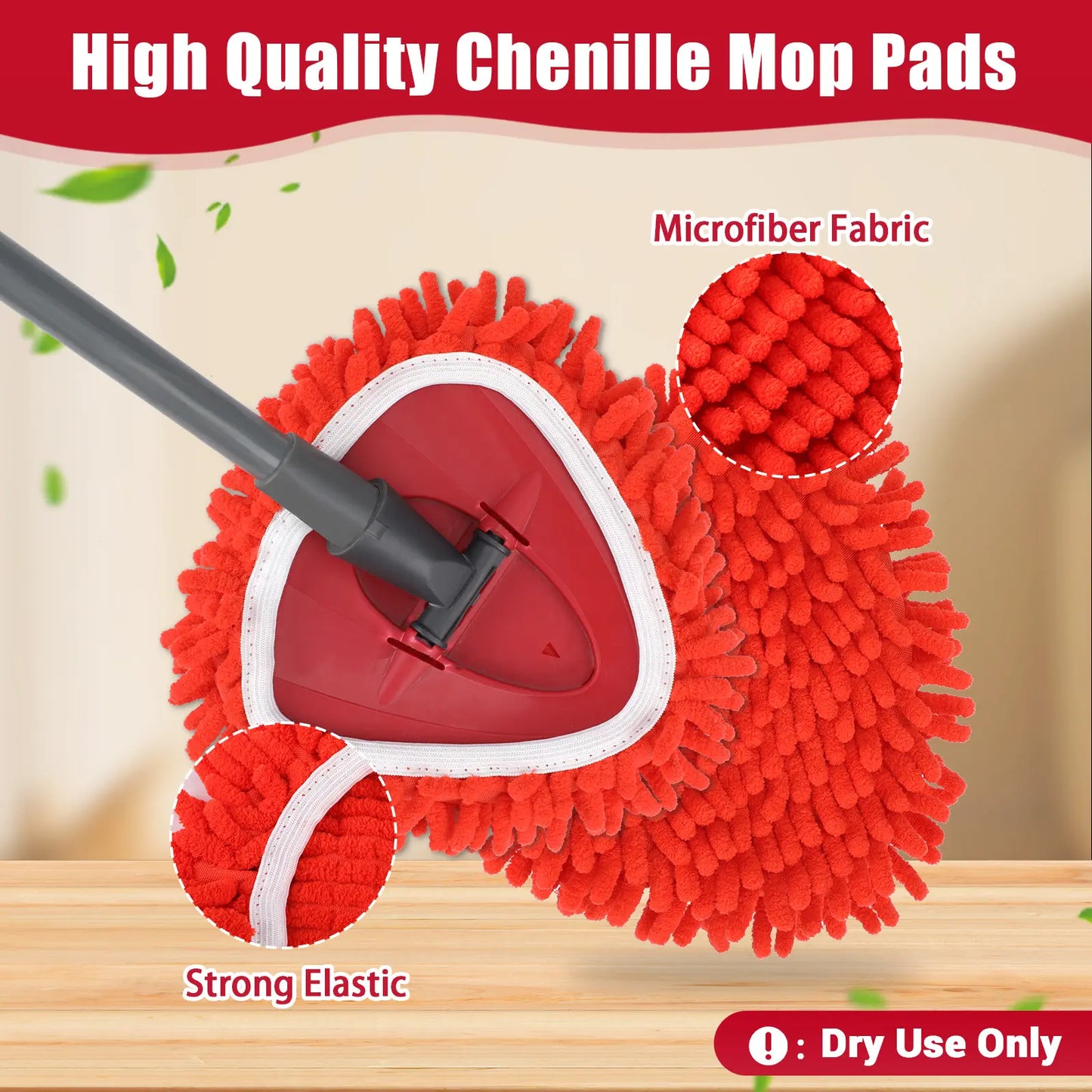Triangle Chenille Mop Replacement Head – Compatible with O-Cedar & Vileda Spin Mops