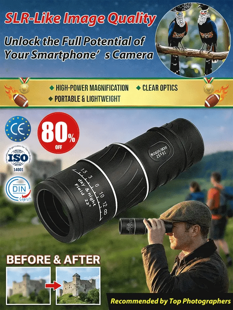 🧭🔭Used by American Mountain Guides! 100x HD Monocular, IPX5 Waterproof & Fog-Proof