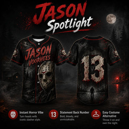 Horror Slasher Baseball Jersey, Classic Horror Movie Characters Shirt, Spooky Squad Halloween Uniform, Halloween party costumes, Halloween Gifts