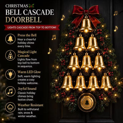 🎄 Christmas Bell Cascade Doorbell – Interactive Front Door Decoration