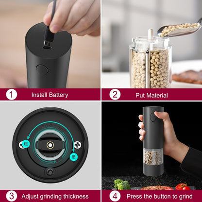 Electric Salt and Pepper Grinder Set – Rechargeable with Adjustable Coarseness