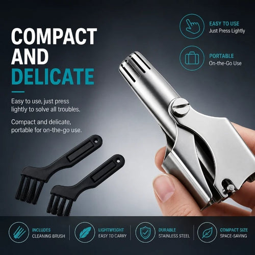 💥Buy 1 get 1 free 🔥Manual Nose Hair Trimmer – Stainless Steel 360° Trimmer, Waterproof & No Battery Required