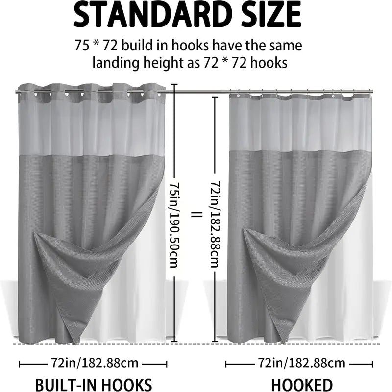 No Hook Shower Curtain