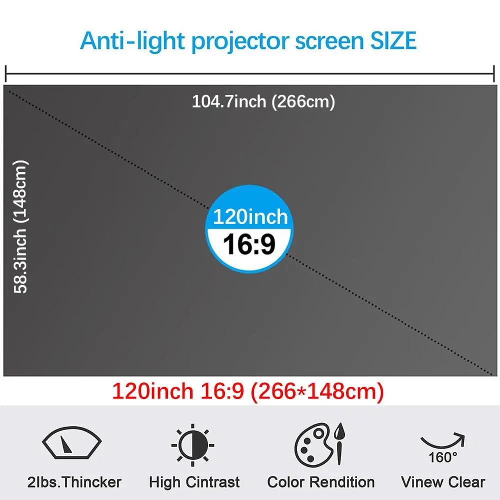 🏠🎬100inch 4K UHD Anti-Light Foldable Portable Projector Scree