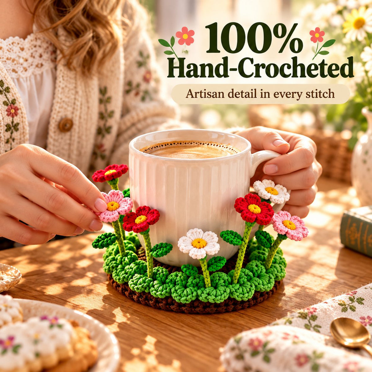 🌸50% OFF🌸Handmade Crochet Floral Coaster | Everlasting Table Art 🌸