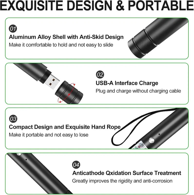 Rechargeable Green Laser Pointer/ Line Light Flashlight