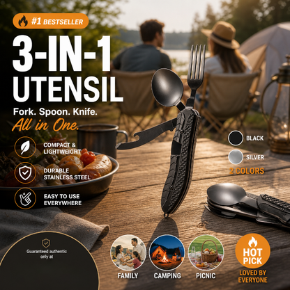 🎉🎉Surprise 50% off！🏕️Must-have for outdoor trips 🍴🥄4-In-1 Outdoor Folding Multifunctional Tableware