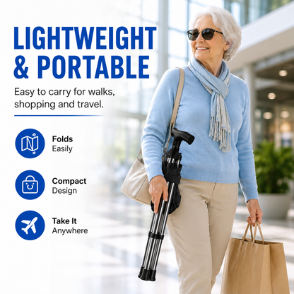 Folding Portable Cane Chair – 2-in-1 Walking Stick & Rest Seat for Seniors