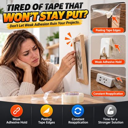 🔥 Extra-Thick Clear Double-Sided Tape – Heavy-Duty Strong Adhesive, Flexible & Tear-Resistant for Home & Office