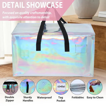 Moving Bags, Collapsible Zippered Storage Bags with Handles, Waterproof Foldable Organizers