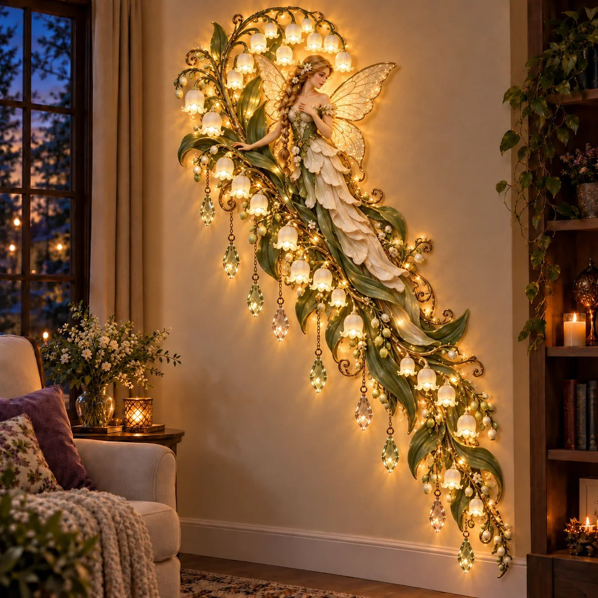 🌹🧚‍♀️Enchanted Flower Fairy Wall Light✨Cascading Floral Decor