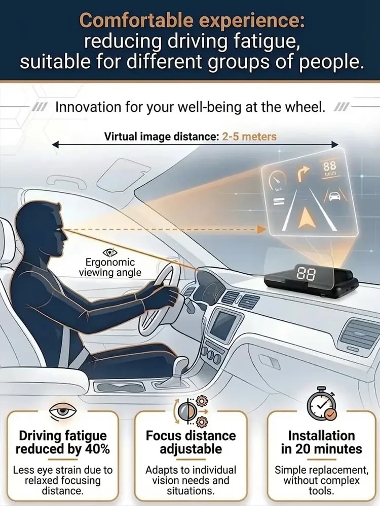 【Smart In-Car HUD Co-Pilot】Works on Sedans, SUVs, Pickups, RVs, and More! 30-Day Risk-Free Trial