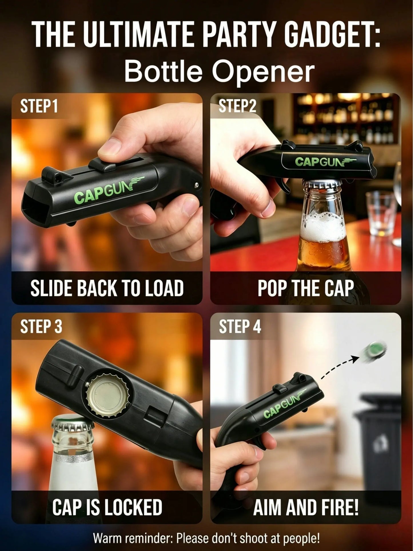 2 PCS Stainless Steel & ABS Plastic Spring Mechanism Bottle Opener