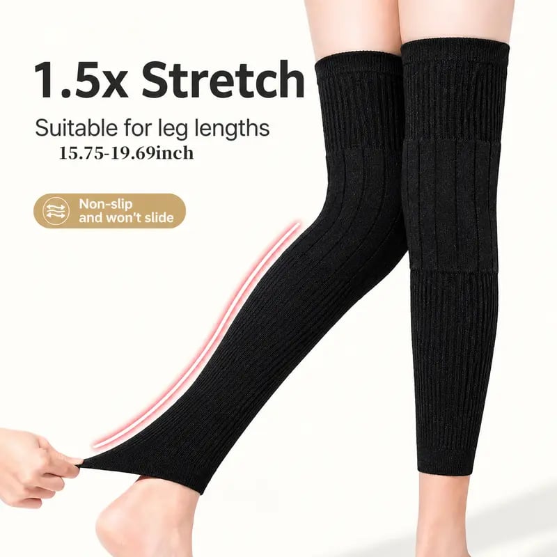 ❄️ Fleece Knee Warmers – Extended Thermal Knee Sleeves for Men & Women with Non-Slip Fit
