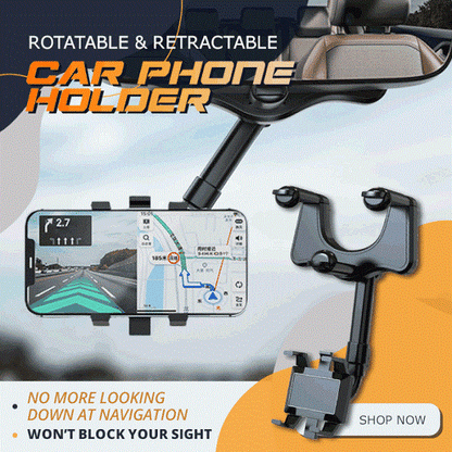 💥360° Rotatable and Retractable-Car Rearview Mirror Phone Holder