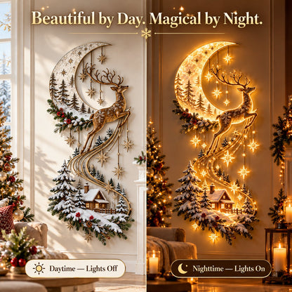 Moonlit Reindeer LED Christmas Wall Decor