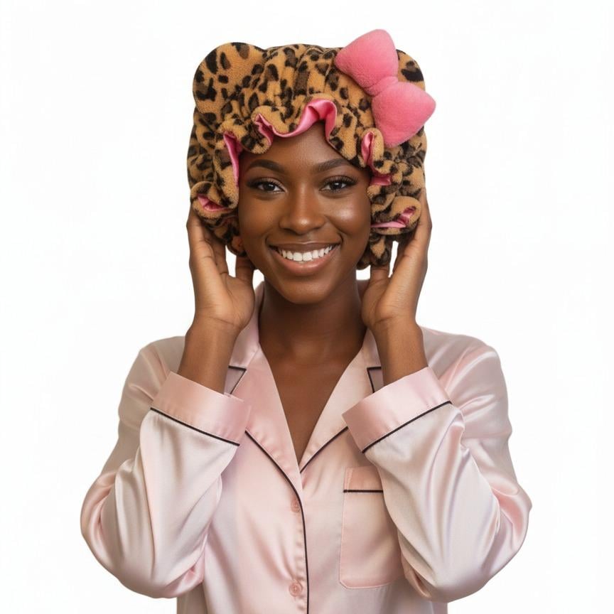 🔥Buy 2 Save 10%🎀Leopard Print & Pink Teddy Bonnet✨