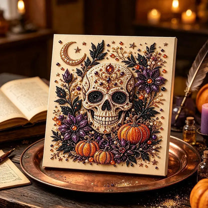 Diamond Art Kit for Beginners, DIY Halloween Witch on Moon Bead Painting, Sparkling Pearl-Style Craft Set