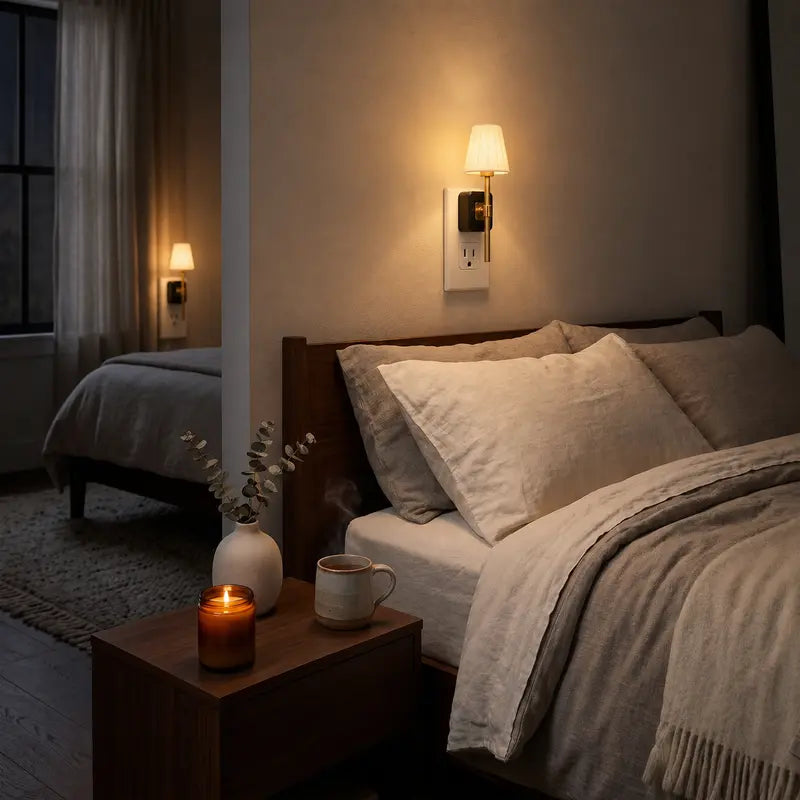 Vintage Pleated Fabric Plug-In Night Light
