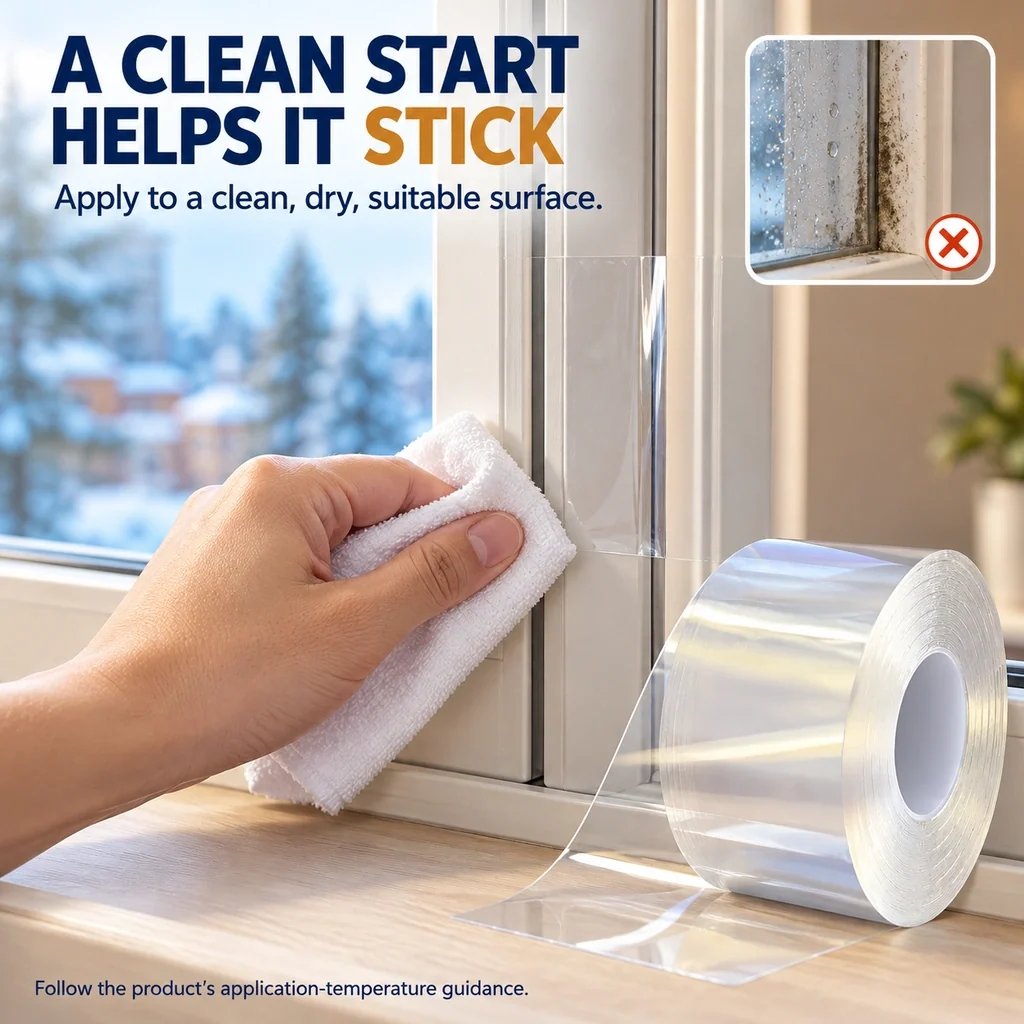 💨 Draft Stopper Clear Seal Tape – Keep Cold Air Out & Lower Energy Bills 🥶💡