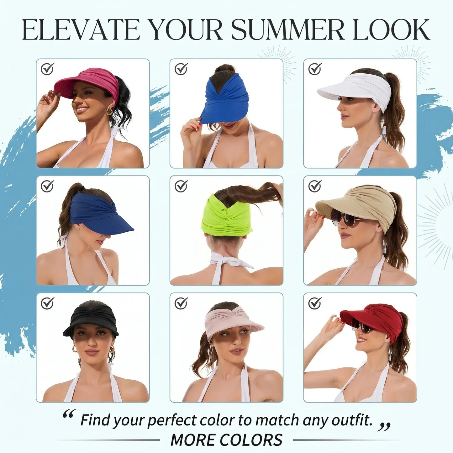 🔥 Summer Hot Sale 50% OFF💕👒UPF 50+ Sun Visor Ponytail Hat