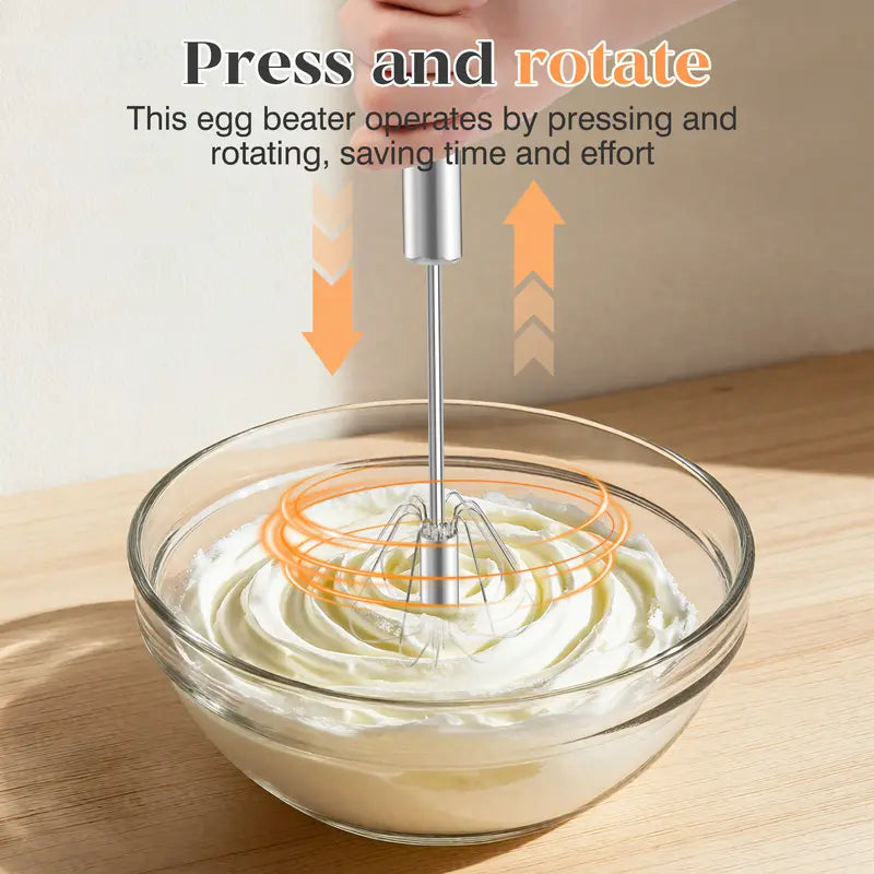 Stainless Steel Hand-Push Rotary Whisk