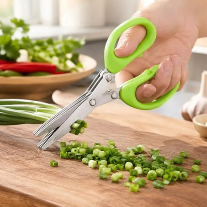 5-Blade Stainless Steel Herb Scissors with Protective Sheath