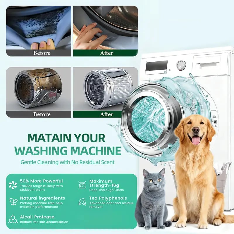🔥Buy 2 Free Shipping🔥24 PCS Eco-Friendly Washing Machine Cleaner Fights Pet Odors & Hair Build-Up for Fresh Clean Machines