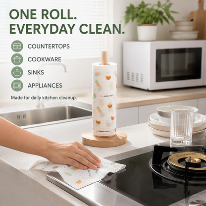 200Pcs Per Roll Reusable Cleaning Lazy Rags, Washable Kitchen Dish Towels & Multi-Purpose Wiping Cloths