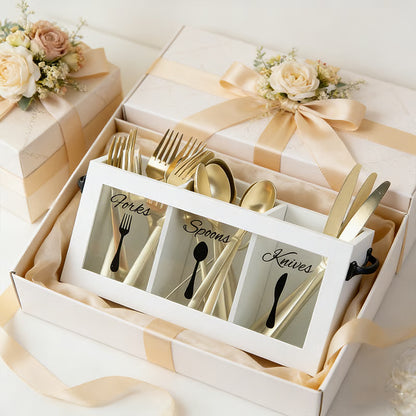 Buy 2 Free Shipping 🌟🍴Wooden Flatware Caddy Organizer – 12"x3.25"x6" Cutlery Holder for Forks, Spoons & Knives, Kitchen Utensil Bin