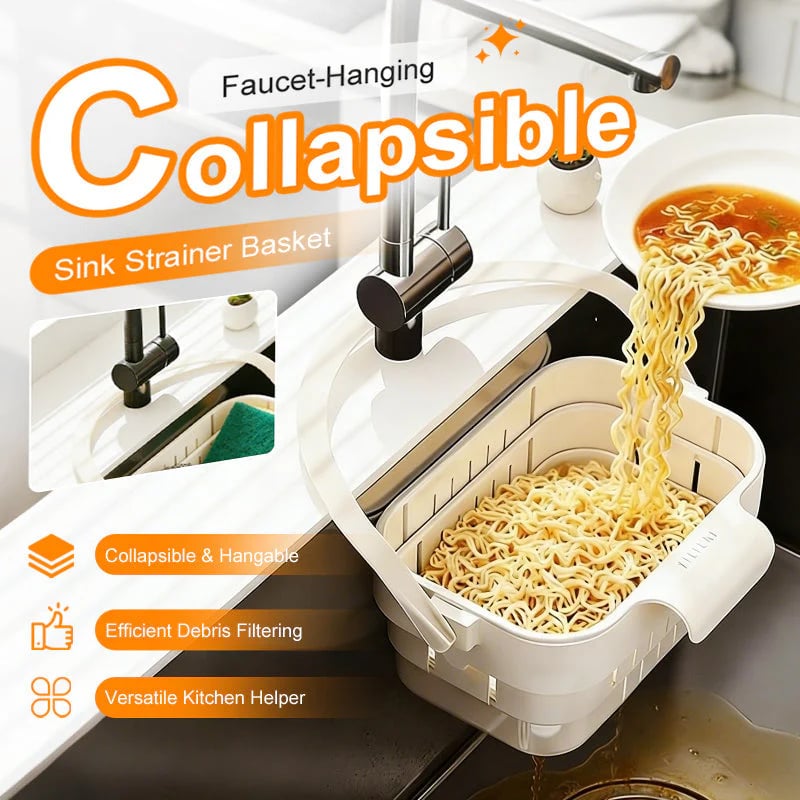 📢📢50% OFF !!!⏰Collapsible Faucet-Hanging Sink Strainer Basket