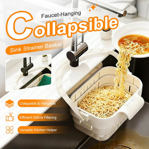 📢📢50% OFF !!!⏰Collapsible Faucet-Hanging Sink Strainer Basket