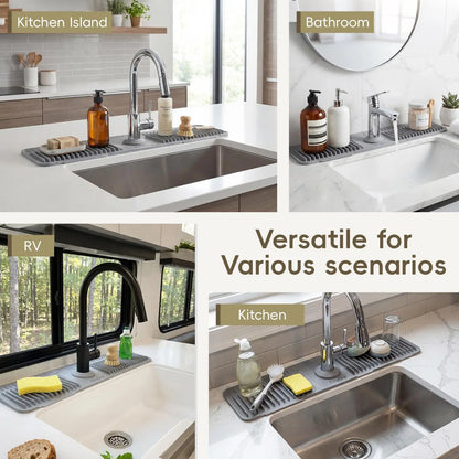 Adjustable Silicone Faucet Splash Guard Mat – Quick-Dry Sink Water Catcher for Kitchen & Bathroom