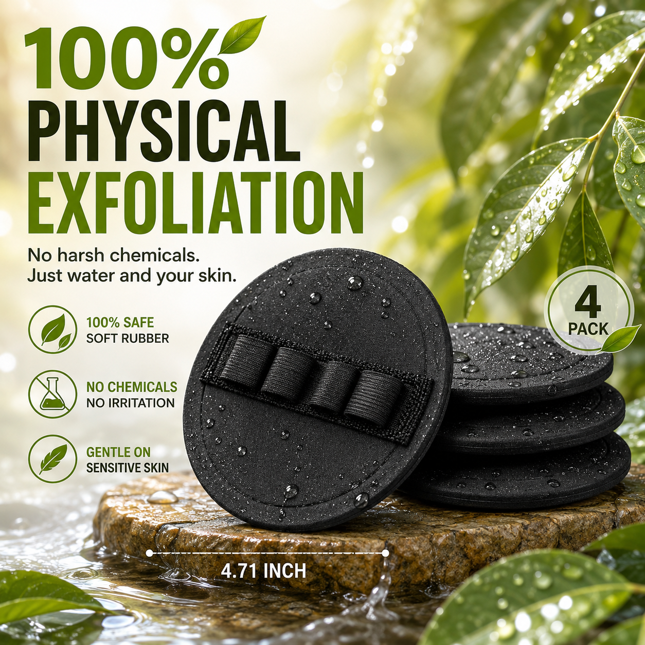 🧽 4-PackSoft🧽 Rubber Shower Scrubber for Gentle Exfoliation & Deep Cleansing