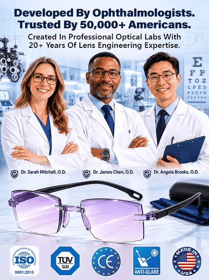 Rediscover Clear Vision  –   Smart Zoom Diamond-Cut Reading Glasses
