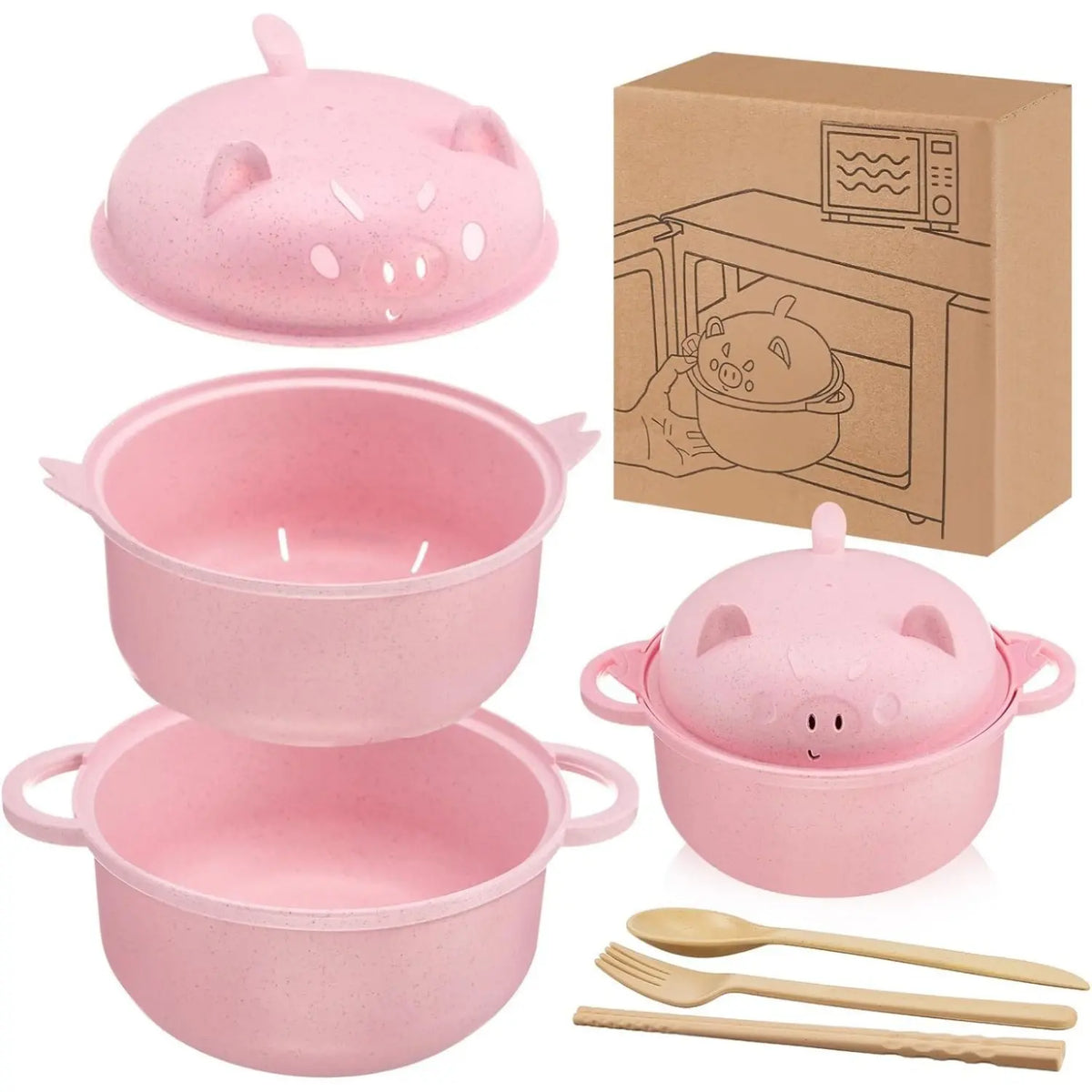 🔥Kitchenware Tableware Value Pack with Strainer Lid, Handle, Utensils (Spoon, Fork, Chopsticks)